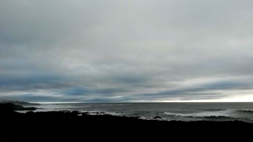 Scenic view of sea against cloudy sky