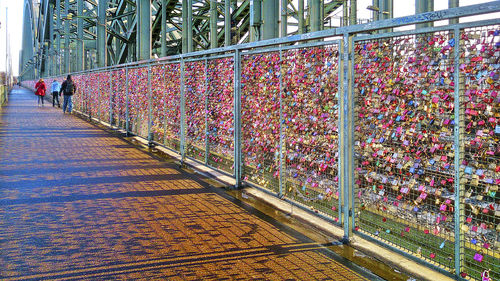 View of footbridge in city