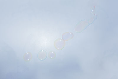 Close-up of bubbles over white background