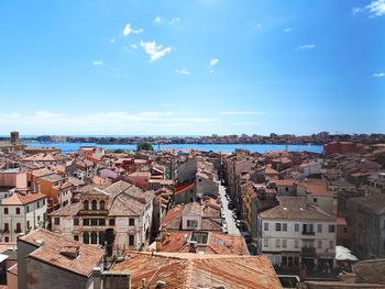 High angle view of buildings in city