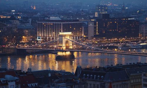 City lit up at night