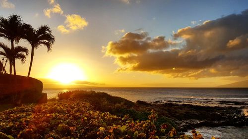 Scenic view of sea against sky during sunset