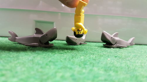 Close-up of toys on table
