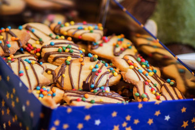 Close-up of multi colored candies for sale