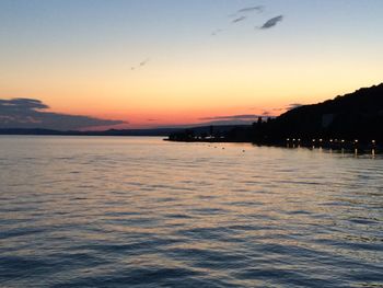 Scenic view of sea at sunset