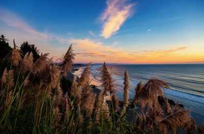 Scenic view of sea against sky during sunset