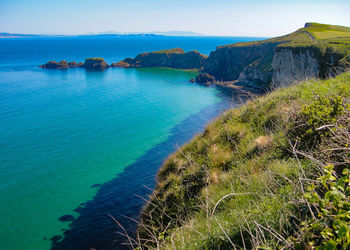 Scenic view of bay against sky