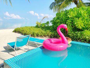 View of swimming pool in sea