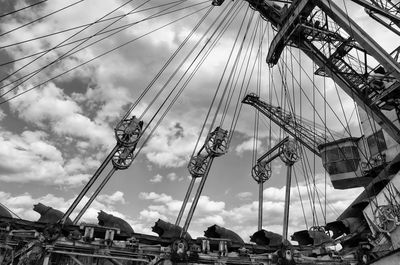 Low angle view of amusement park against sky