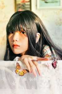 Close-up portrait of a young woman