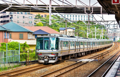 Train on railroad station platform