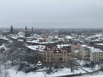 High angle view of townscape against sky