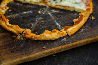 Close-up of pizza on cutting board