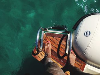 Close-up of boats in water