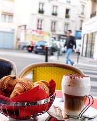 Close-up of ice cream in city