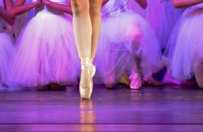 Close-up of ballerina toe dancing