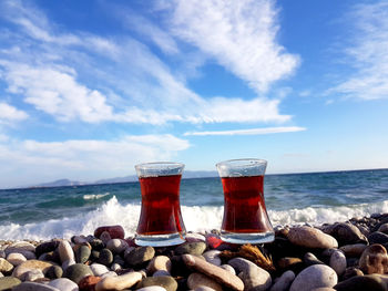 Tea in a glass by the sea...enjoyment of life...