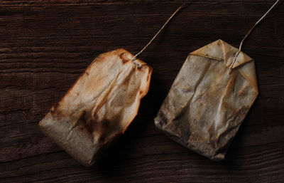 High angle view of bread on table