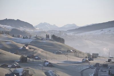 High angle view of road along landscape