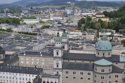 View above salzburg from a breaking place at summer