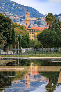 Reflection of buildings in city