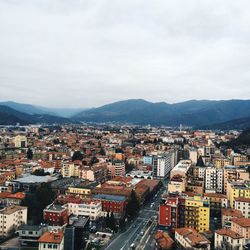 High angle view of cityscape against sky