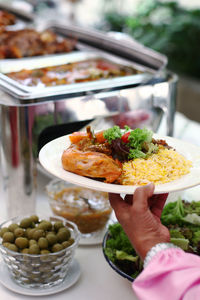 Cropped hand holding food plate