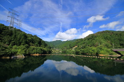 Scenic view of river against forest 