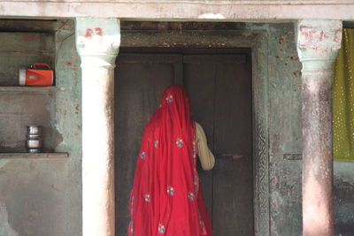 Close-up of red wall