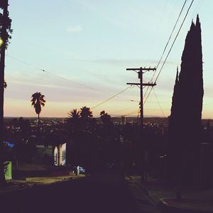 Electricity pylon at sunset