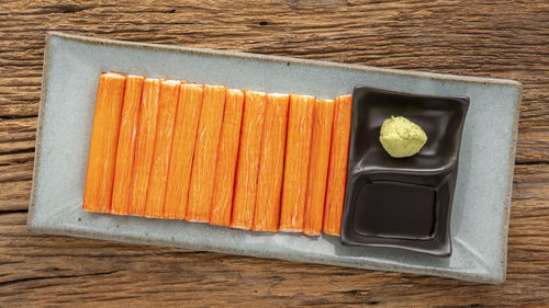 High angle view of bread on table