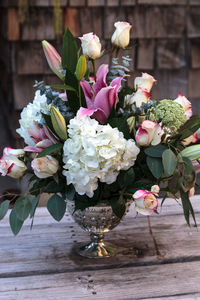 Close-up of rose bouquet on table