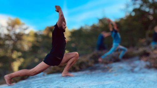 People enjoying in rock