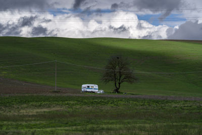 Scenic view of land against sky