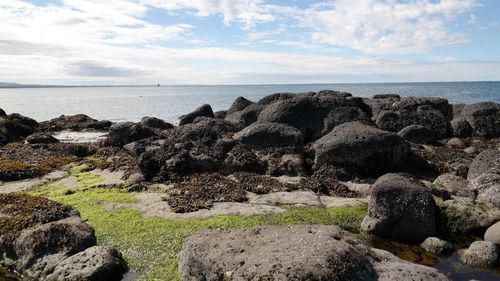 Scenic view of sea against cloudy sky