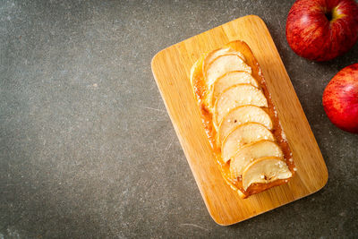 High angle view of bread on table