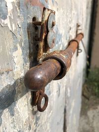 Close-up of rusty door handle