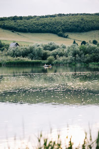 Scenic view of lake against sky