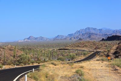 Scenic view of mountains against clear sky