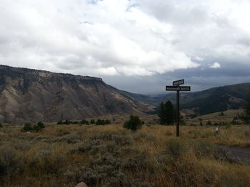 Scenic view of landscape against cloudy sky
