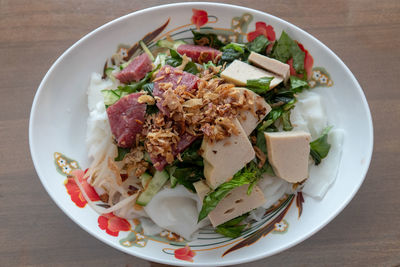 High angle view of meal served in plate