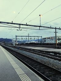 Railroad station platform against sky