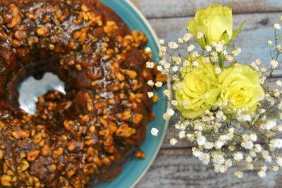 Close-up of flowers in plate