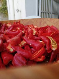 Close-up of red chili peppers