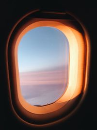 View of sky through airplane window