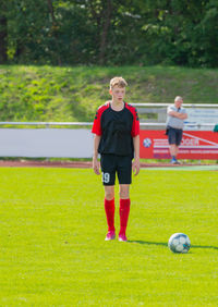 Young soccer player in action during a soccer game