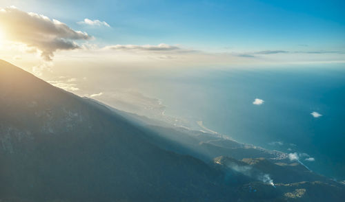 Panoramic view from the top of avila mountain in galipan, facing the caribbean sea la guaira