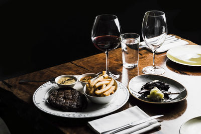 High angle view of food on table