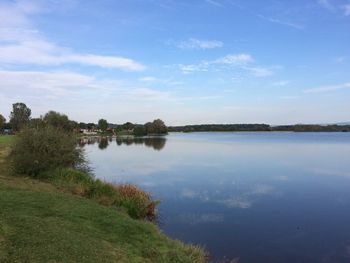 Scenic view of lake against sky