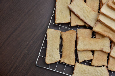 High angle view of sweet food on table